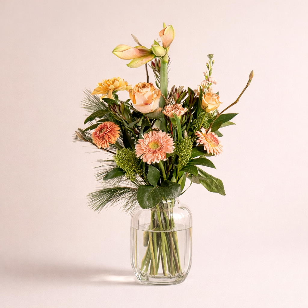 Wintergloed boeket pastel