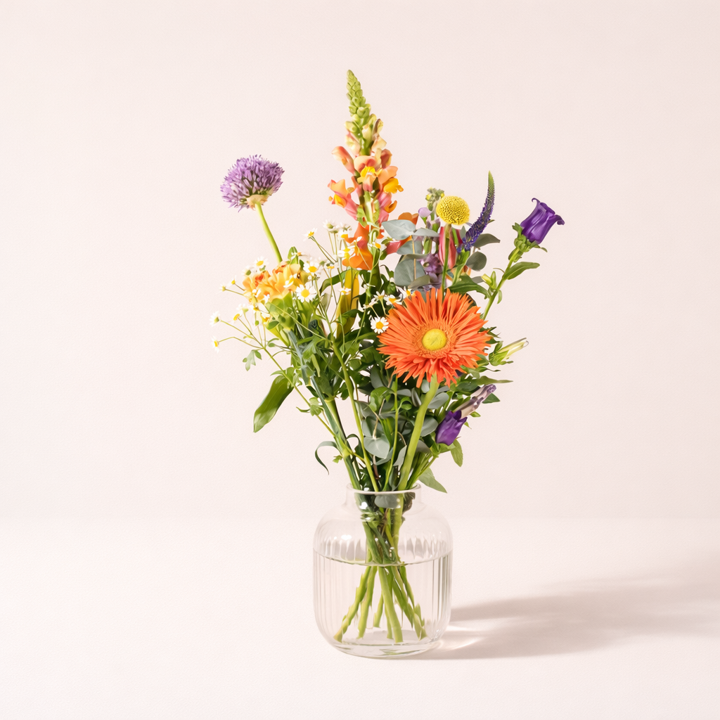 Zonnig plukboeket bloemen