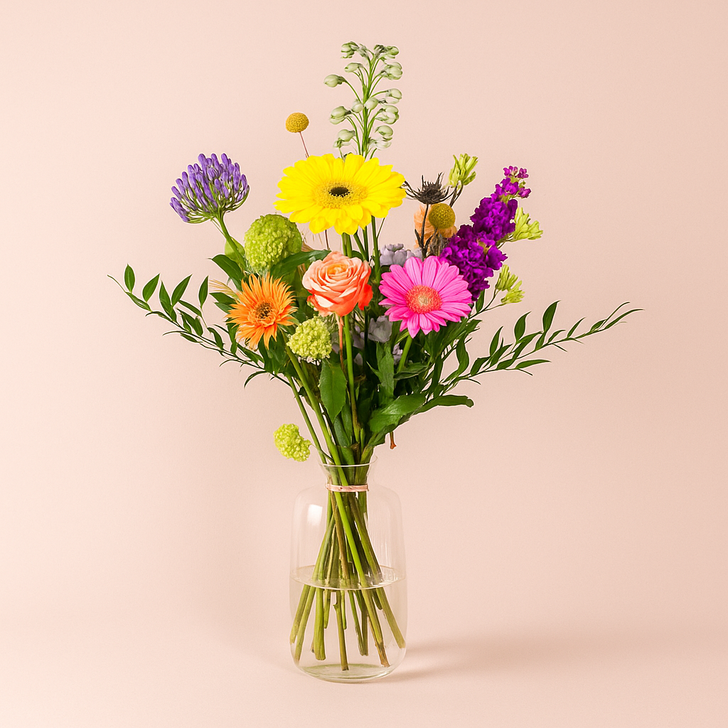 Bont gemengd plukboeket bloemen