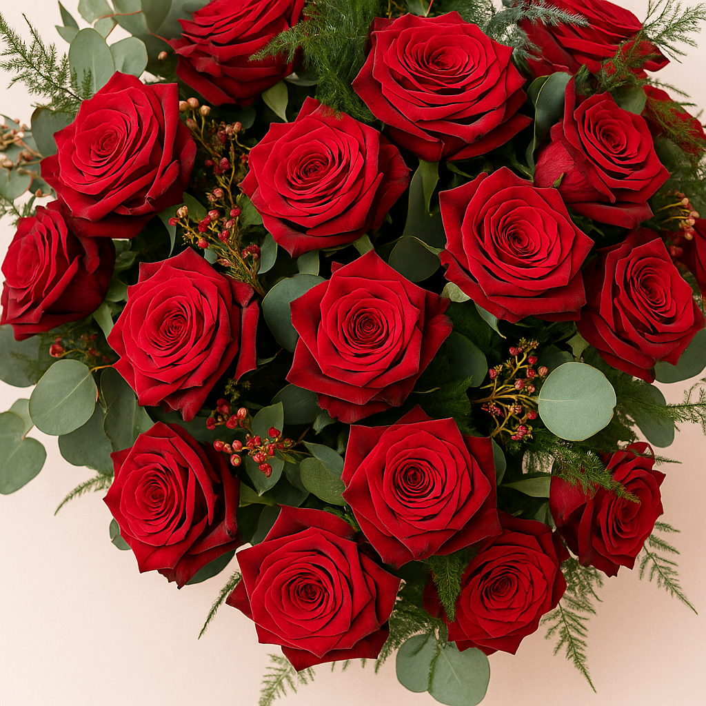 Rode rozenboeket bloemen