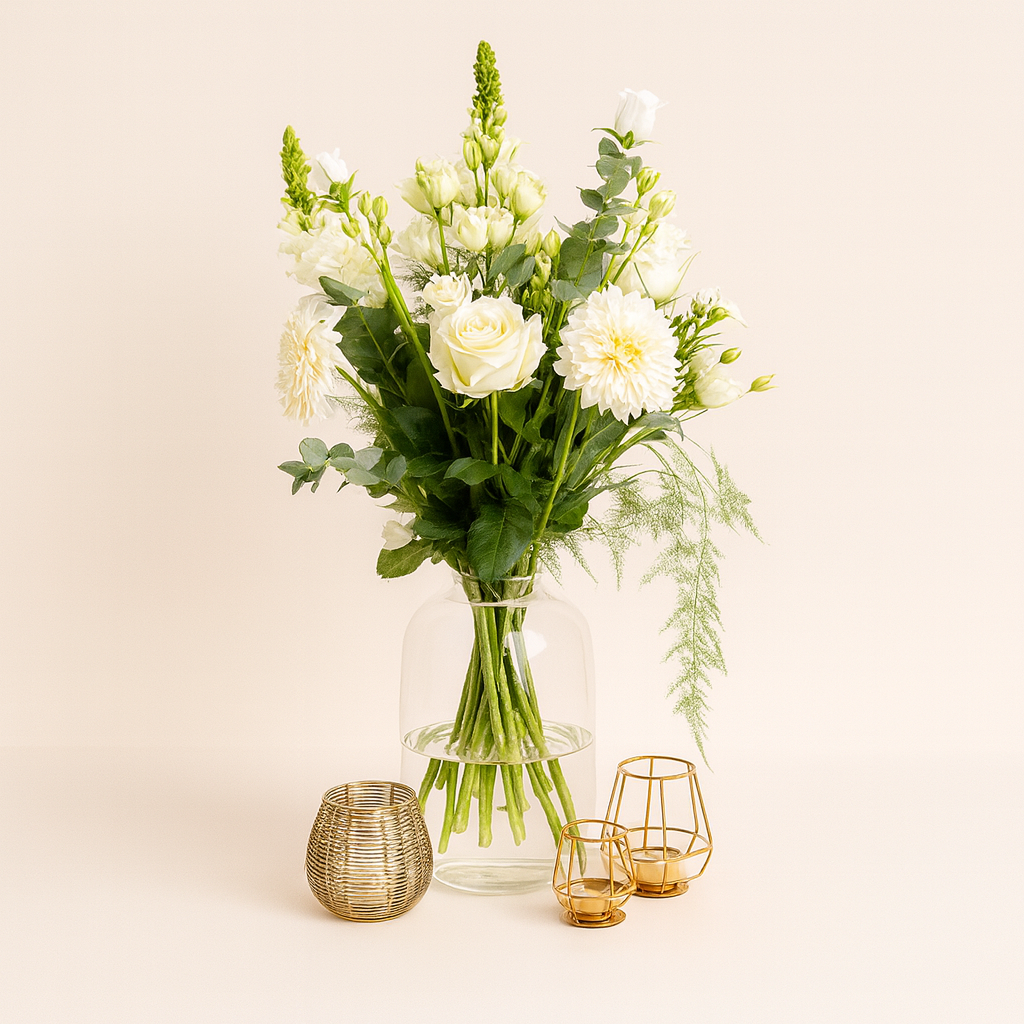 Wit plukboeket bloemen