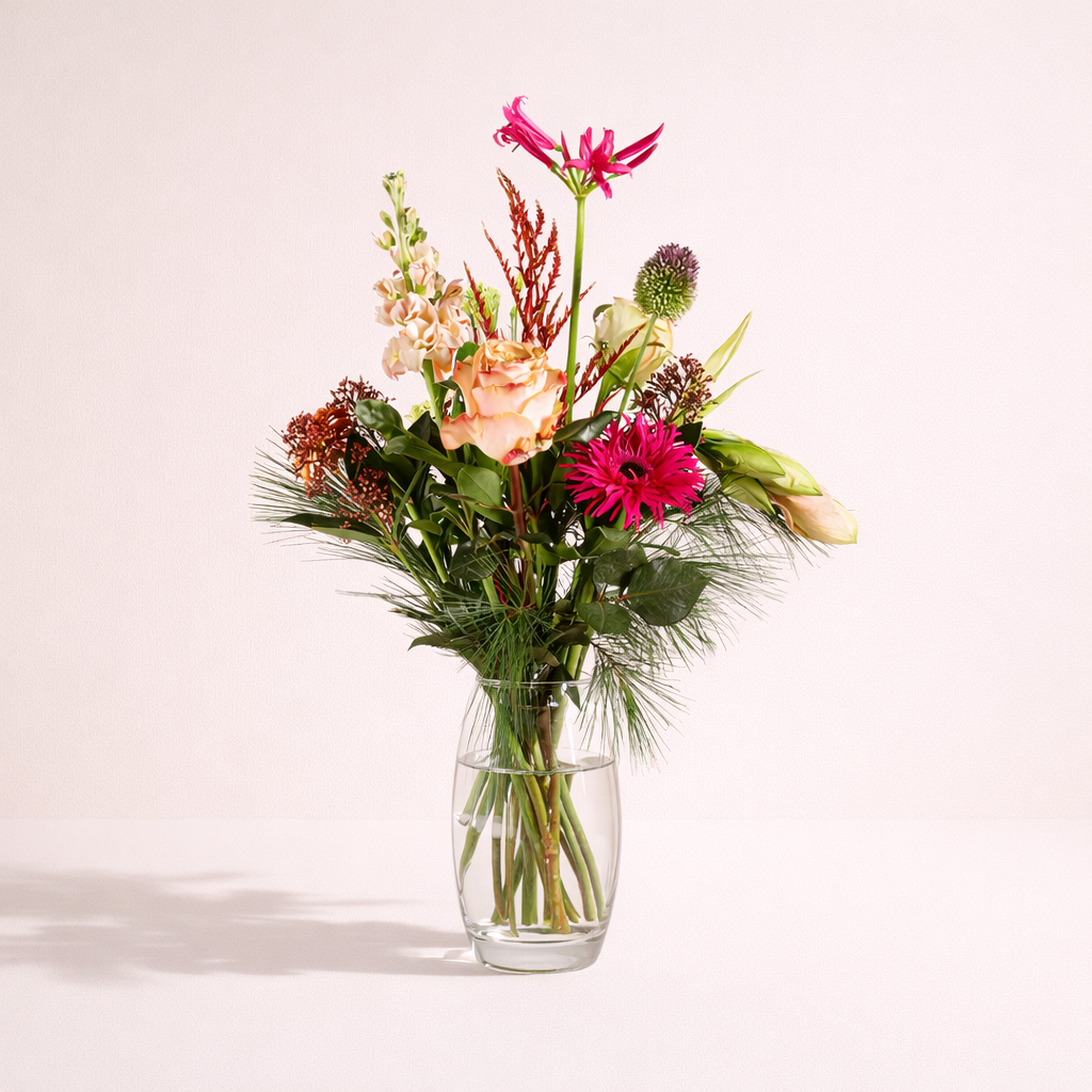 Liefdevol roze winterboeket