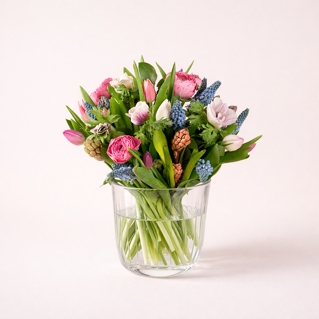 Pastelkleurig voorjaarsboeket bloemen